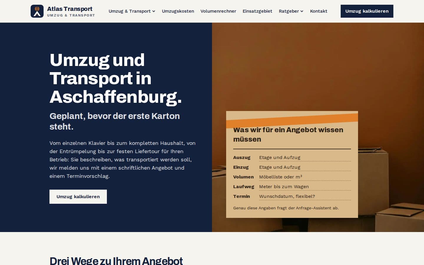 Startseite von Atlas Transport