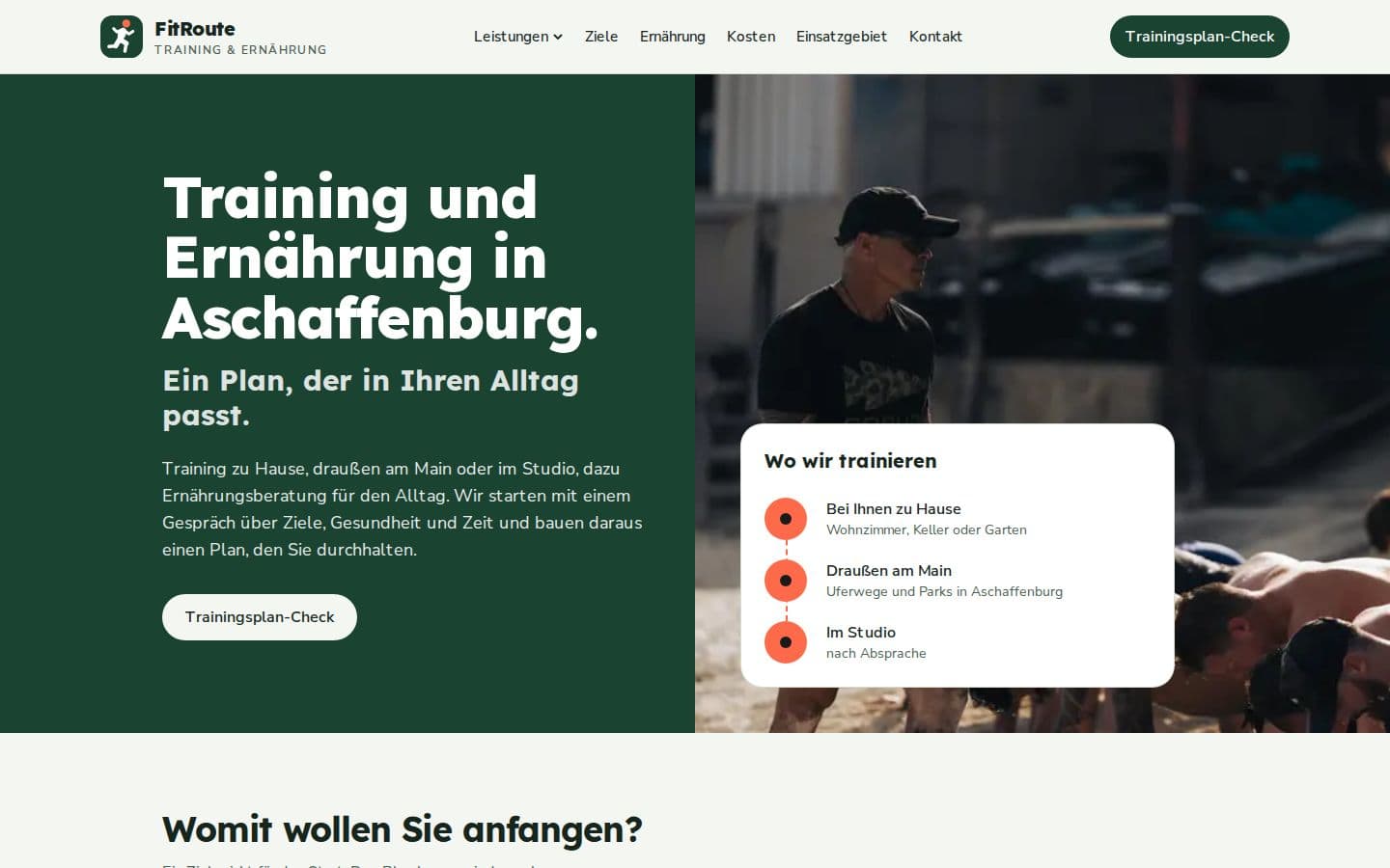 Startseite von FitRoute