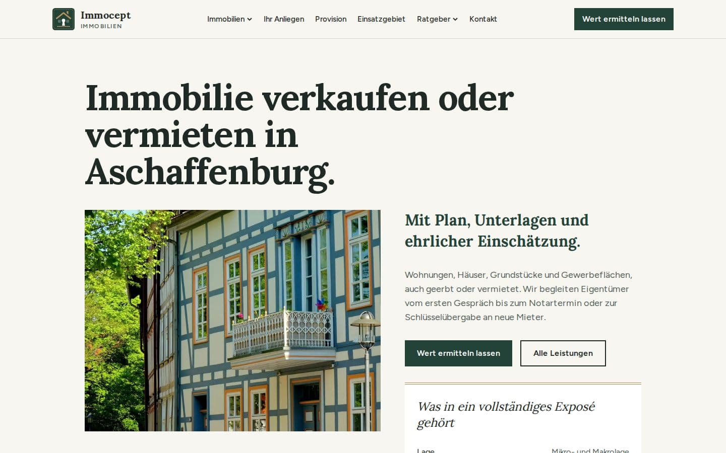 Startseite von Immocept