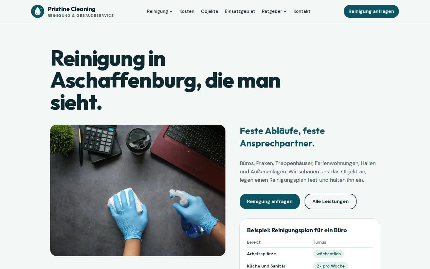 Startseite von Pristine Cleaning