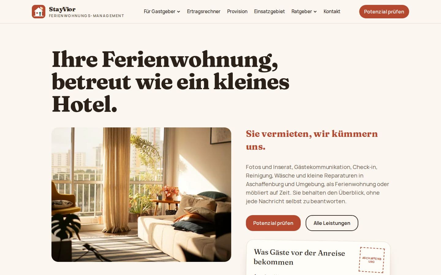 Startseite von StayVior